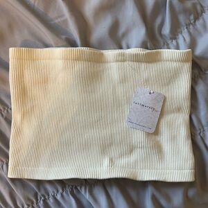 Cream Ribbed Tube Top Free People